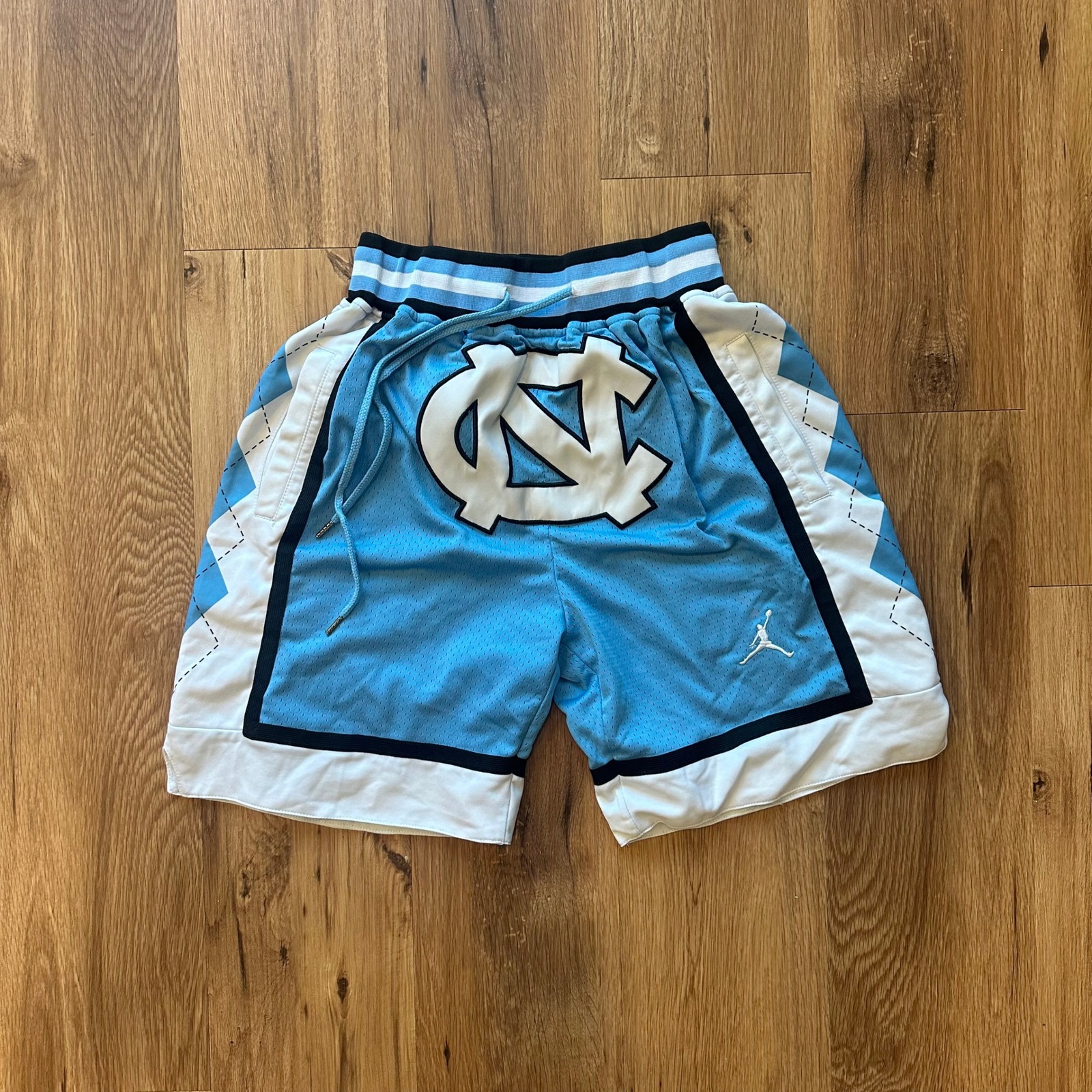 Just Don Unc Tar Heels Basketball Shorts Blue Argyle Jordan Mens Size M